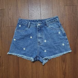 Altar'd State daisy embroidered denim shorts